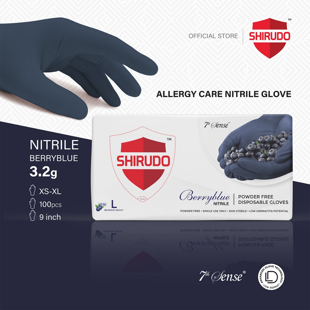 Shirudo 7th Sense Berryblue Nitrile Disposable Glove, LD Technology ...