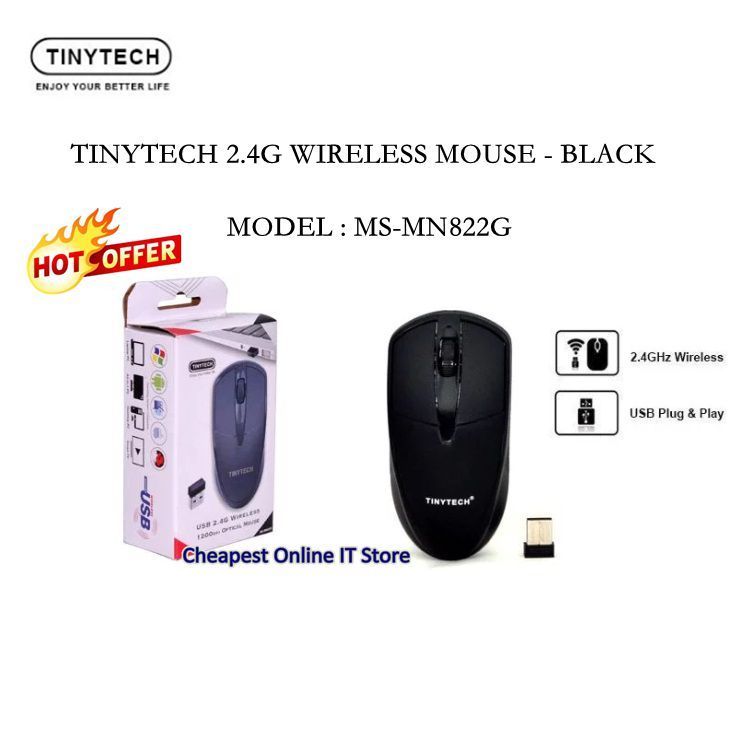 Tinytech MS-MN822G 2.4G Wireless Mouse, Nano Receiver - Black | Shopee ...