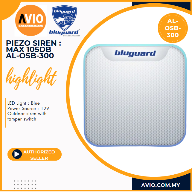 Bluguard LED Outdoor Piezo Siren Max 105dB LED Light Outdoor Siren with ...