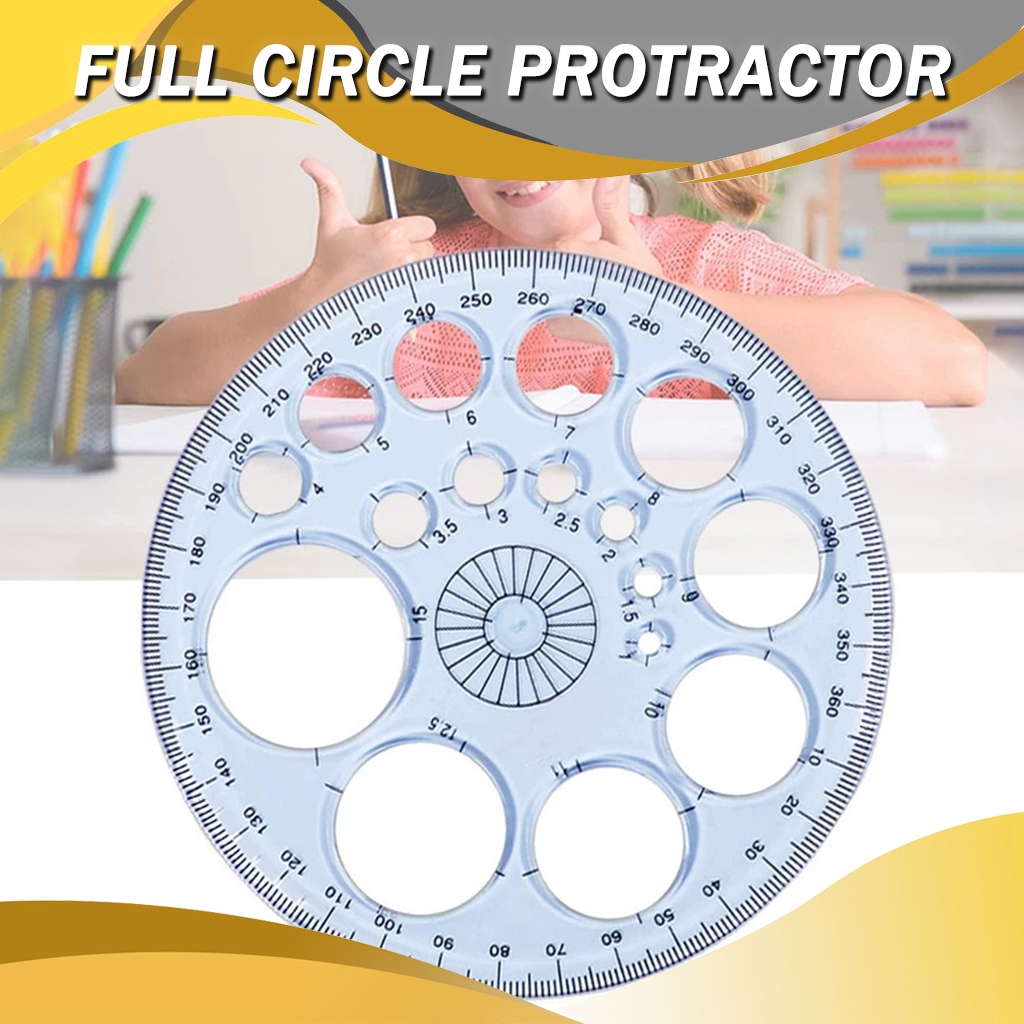 360 Degree Protractor All Round Ruler Template Circle School Drafting ...