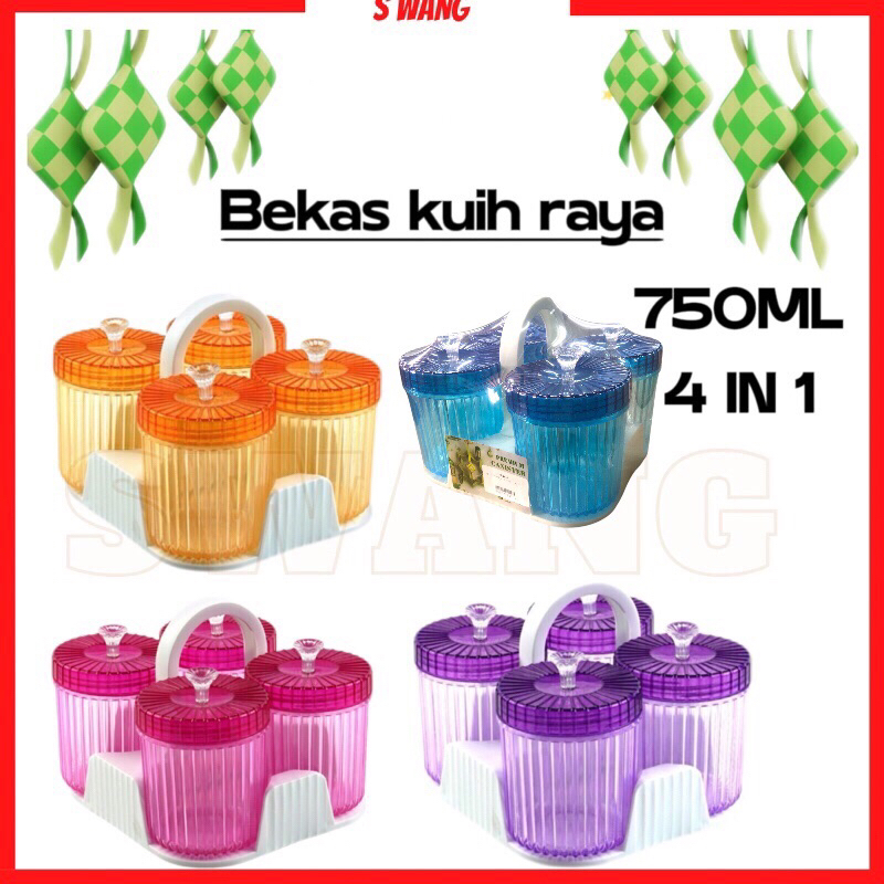 Bekas Kuih Raya 4 in 1/ Cookies Container Set / Bekas Kuih Raya ...
