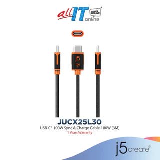 j5Create USB-C100W Sync & Charge Cable 3M (JUCX25L30 / JUCX25L30-1O)