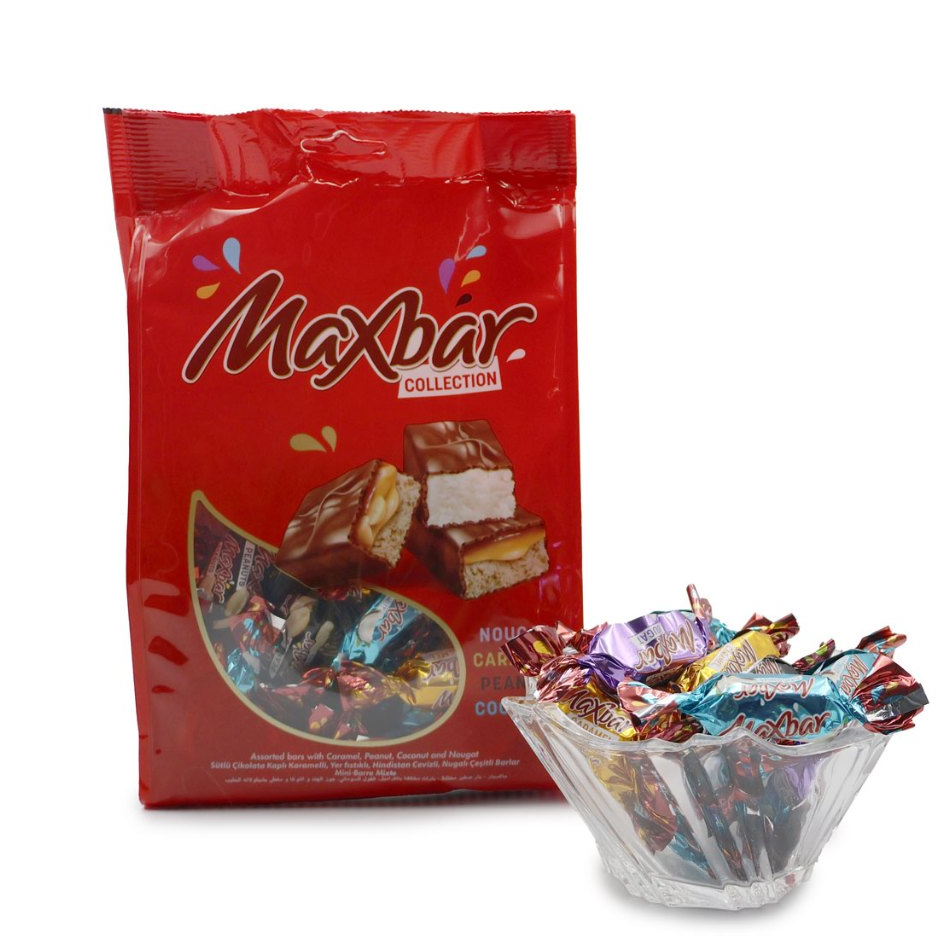 MAXBAR COLLECTION, TASTY ASSORTED BARS WITH CARAMEL, PEANUT, COCONUT ...
