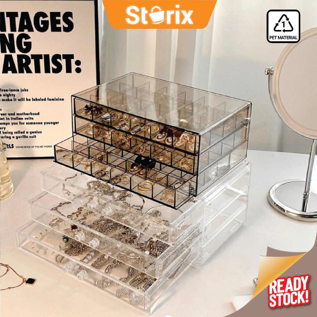 Storix PET Material Stackable Jewelry Small Grid Drawer Storage ...