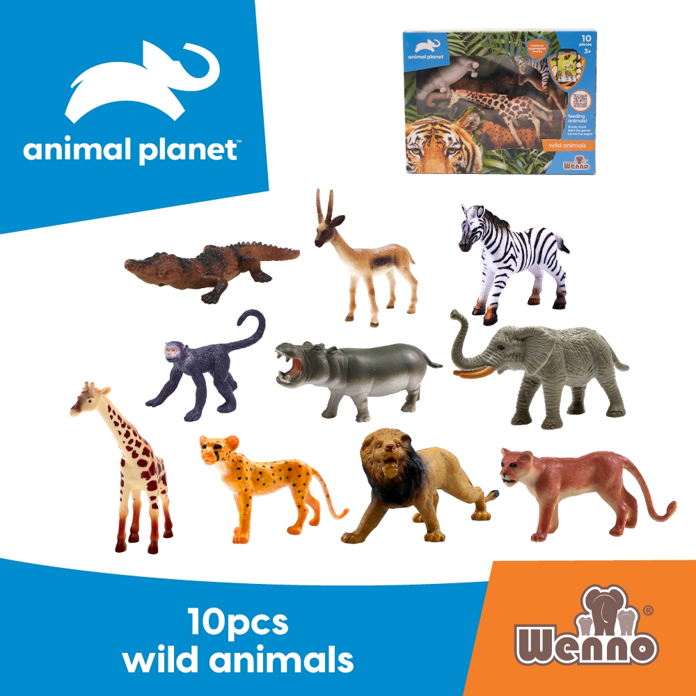 Wenno x Animal Planet 10pcs Wild Animals in window box Educational ...