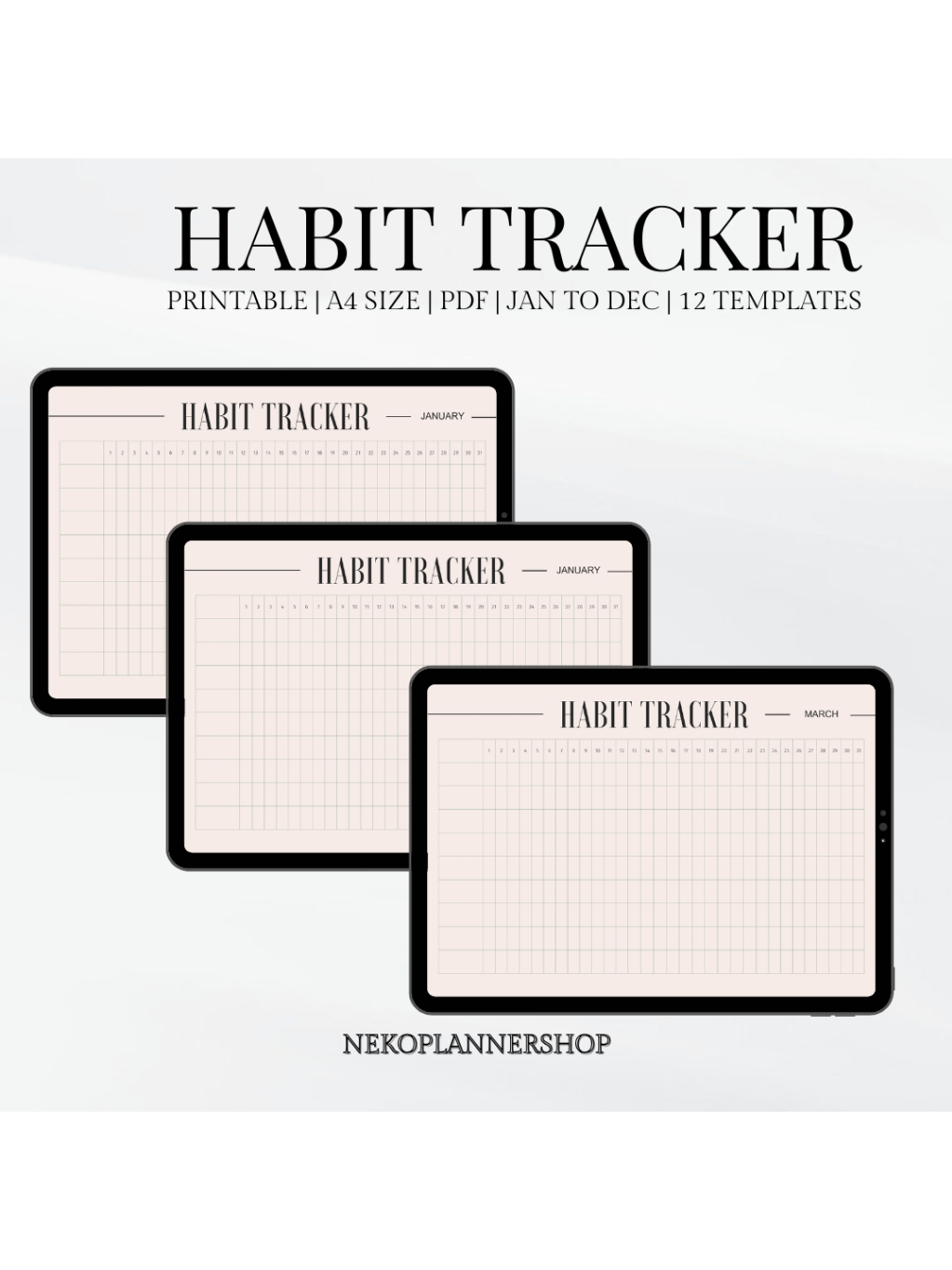 Habit Tracker Printable | 12-Month Digital Planner (A4, PDF) | Monthly ...