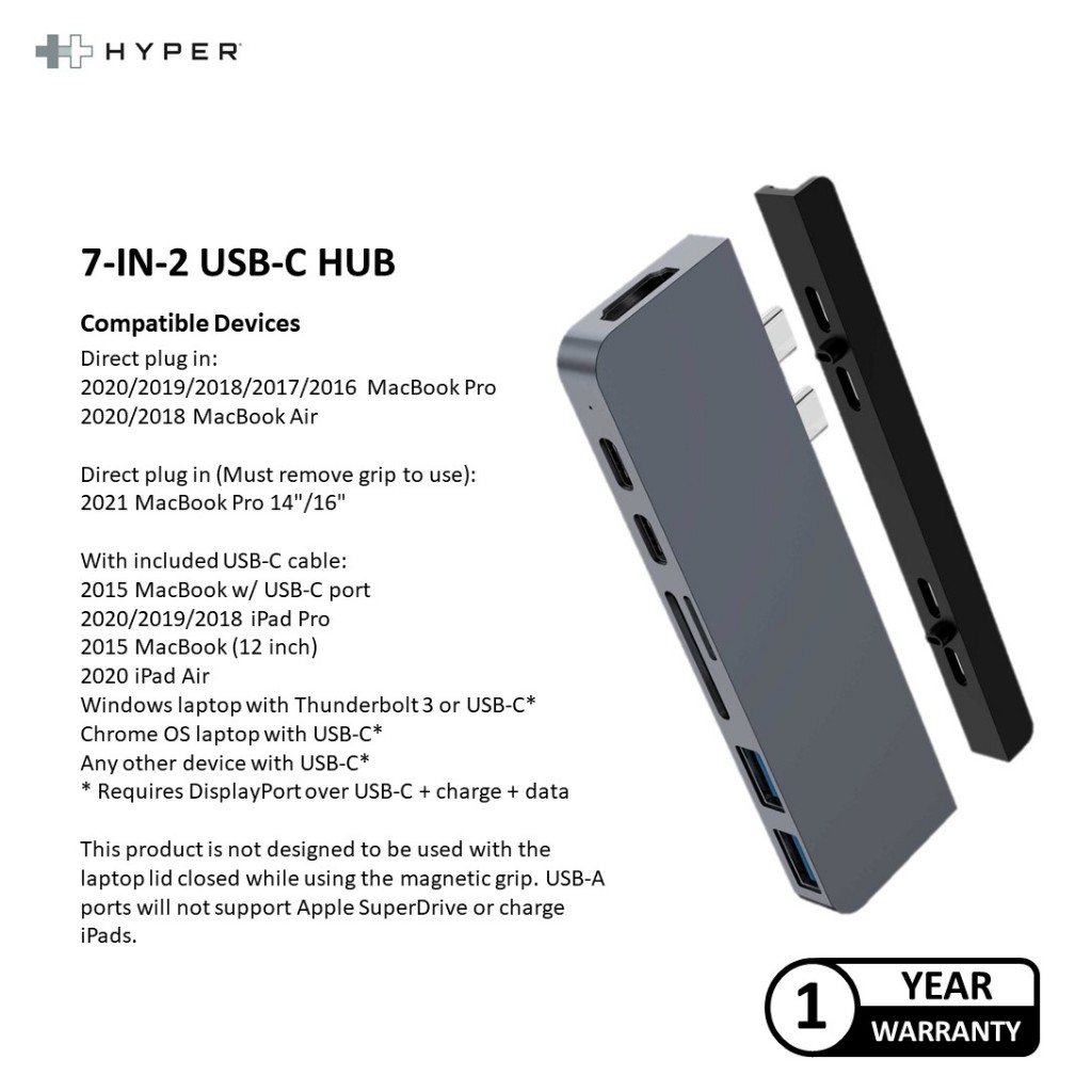 HYPERDRIVE DUO 7-IN-2 USB-C HUB (SILVER/SPACE GRAY) | Shopee Malaysia