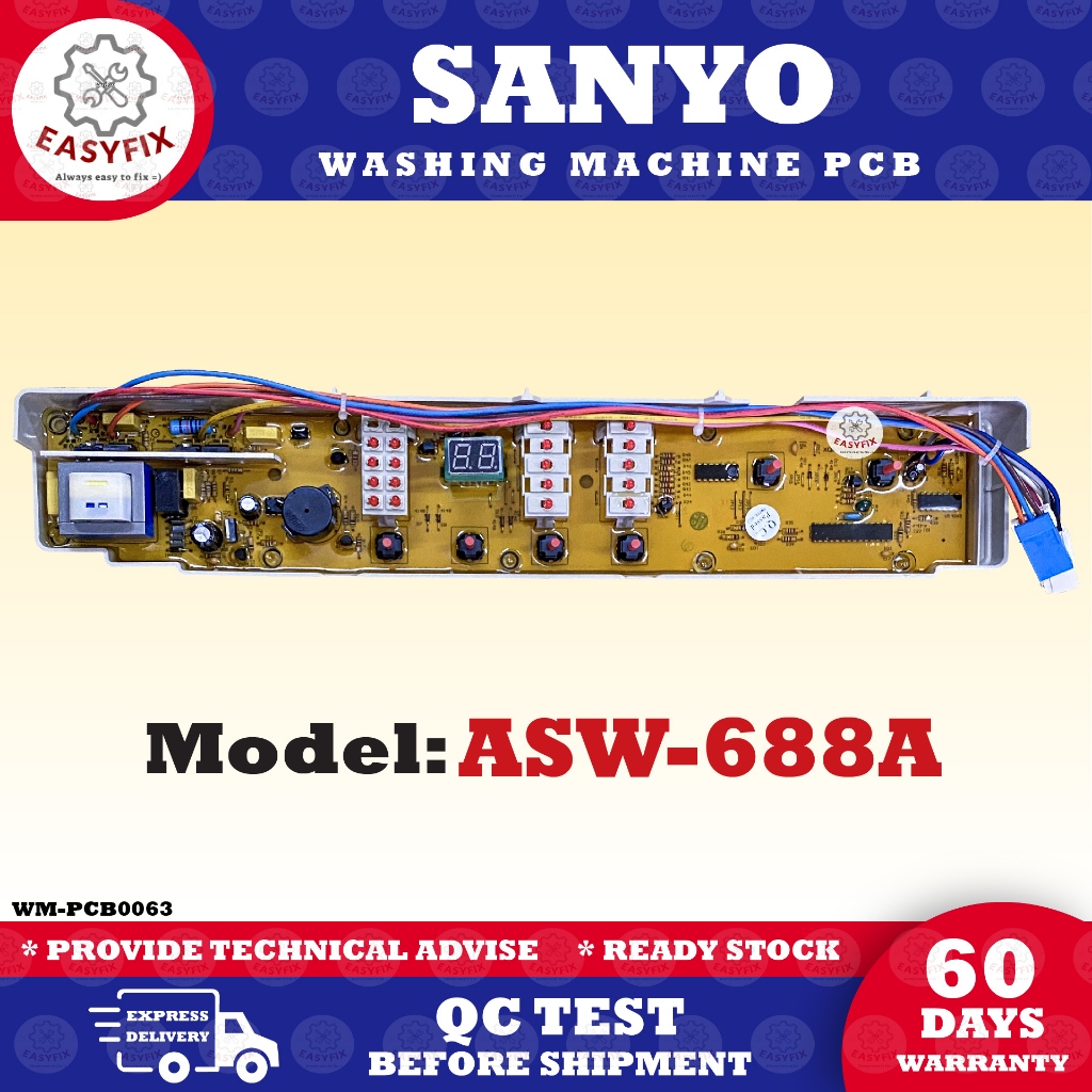 ASW-688A SANYO WASHING MACHINE PCB BOARD (CONTROL BOARD) ASW 688A ASW ...