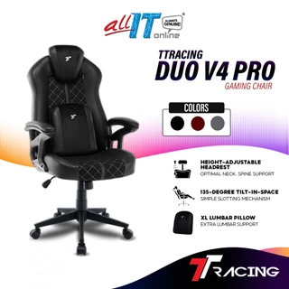 TTRacing Duo V4 Pro Gaming Chair Upgraded with Height Adjustable Headrest & XL Lumbar Pillow, Office Chair, Comfortable