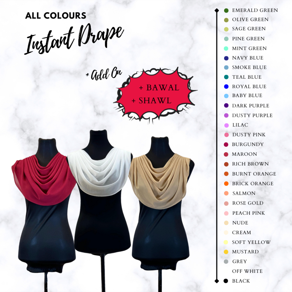 SET INSTANT DRAPE | 25 WARNA | NIKAH | KAHWIN | TUNANG | HABIBI ...
