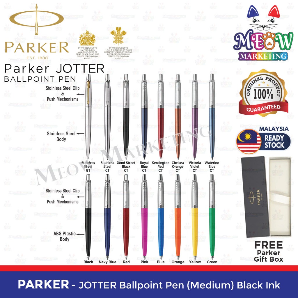 Parker Jotter Ballpoint Pen Chrome Trim Original (Black Ink) Premium  Gift Pen