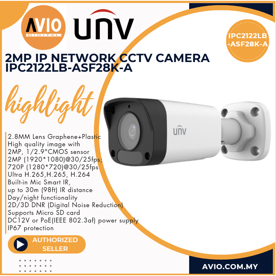 UNV Uniview 2MP 2 Megapixel Outdoor Bullet 2.8mm Lens Mic IP Network ...