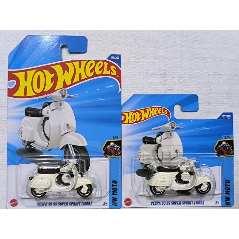 Miniature Hot Wheels Vespa 90 SS Super Sprint 1966 - Échelle 1:64 - Série HW Moto 2025 - Neuf Sous Blister