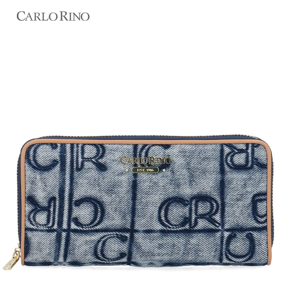 Carlo Rino Carlo GEO Denim Zip Around Wallet - Dark Blue | Shopee Malaysia