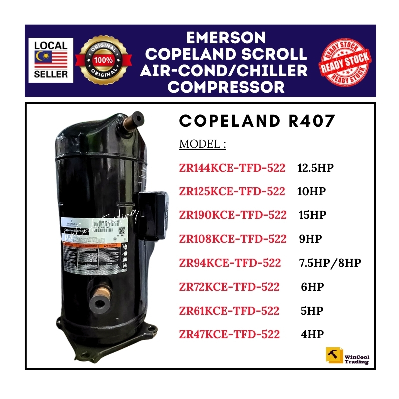 Emerson Copeland Scroll AirCond/Chiller Compressor (R407 Gas) | Shopee ...