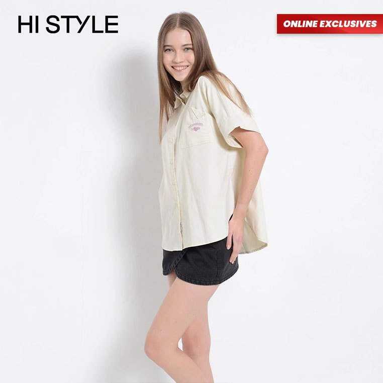 [Online Exclusives] HI STYLE Women Short Sleeve Shirt - Beige ...