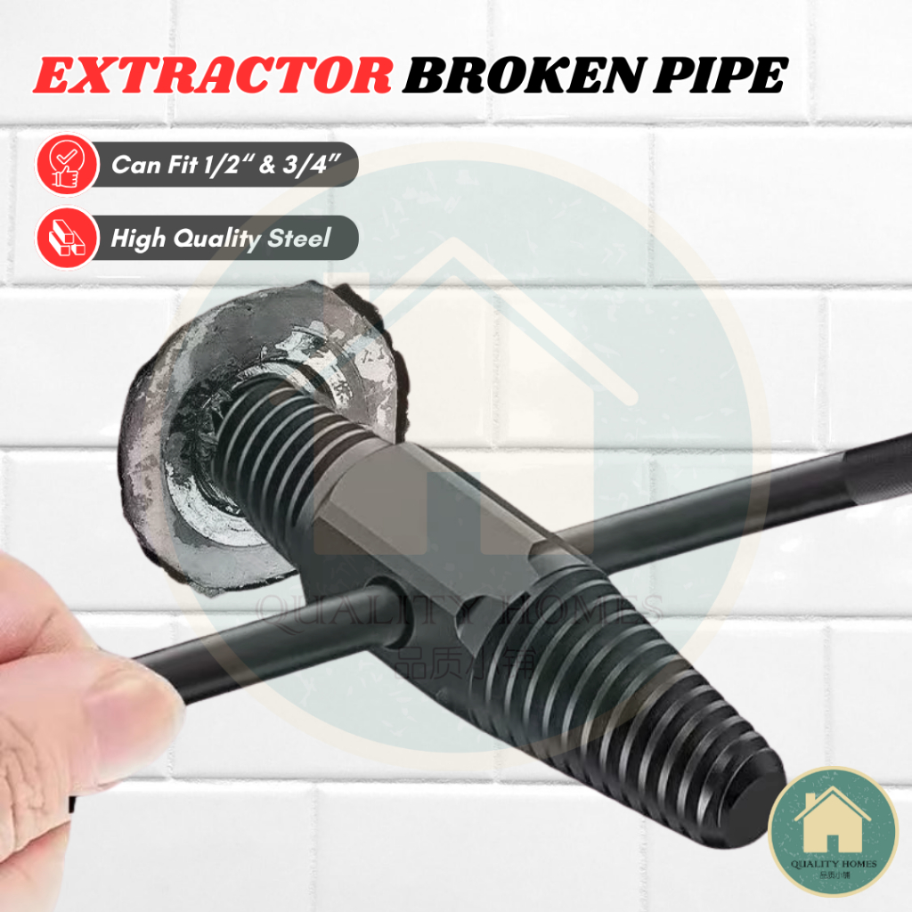Quality Homes Broken Pipe Extractor 1/2” 3/4” Thread Pipe Damage Screw ...