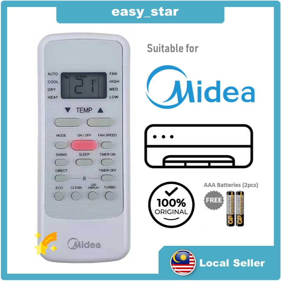 100% Original Midea Aircond Remote Control (RG51B) | Shopee Malaysia