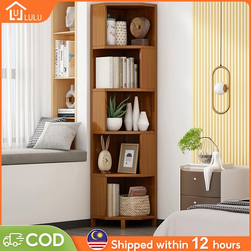 LULU Bookshelf Almari Buku 3/4/5 Layers Storage Cabinet Rack Bamboo ...