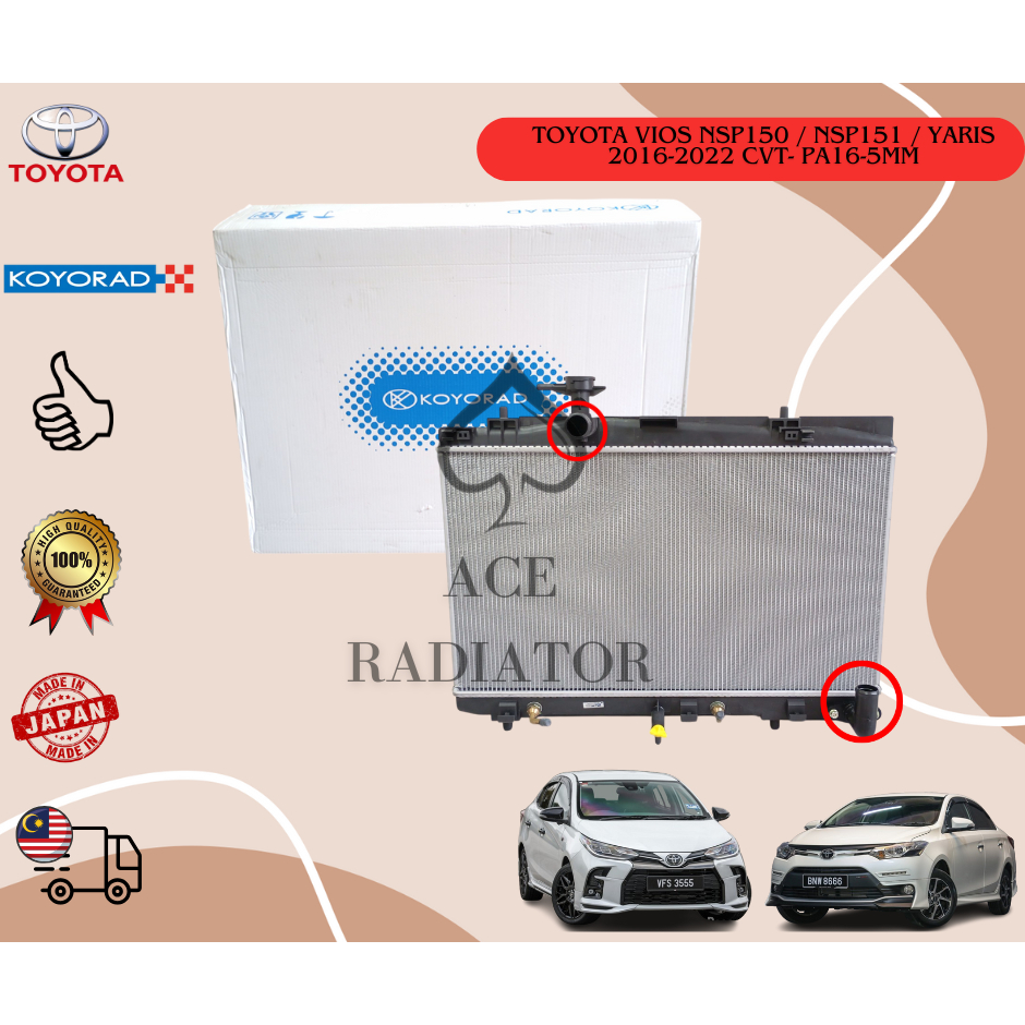 TOYOTA VIOS NSP150 / NSP151 / YARIS 2016-2022 CVT- PA16-5MM RADIATOR ...