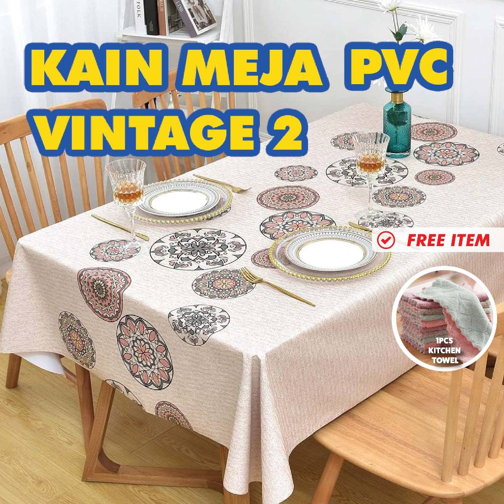 KakiDeco PVC Table Cloth Vintage 2⭐ Water Proof Cover Kain Meja Makan ...