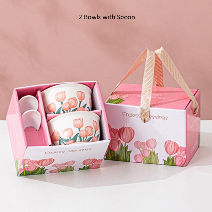 Tulip Ceramic Dinnerware Gift Set With Box Bowl Set Mangkuk Pinggan ...