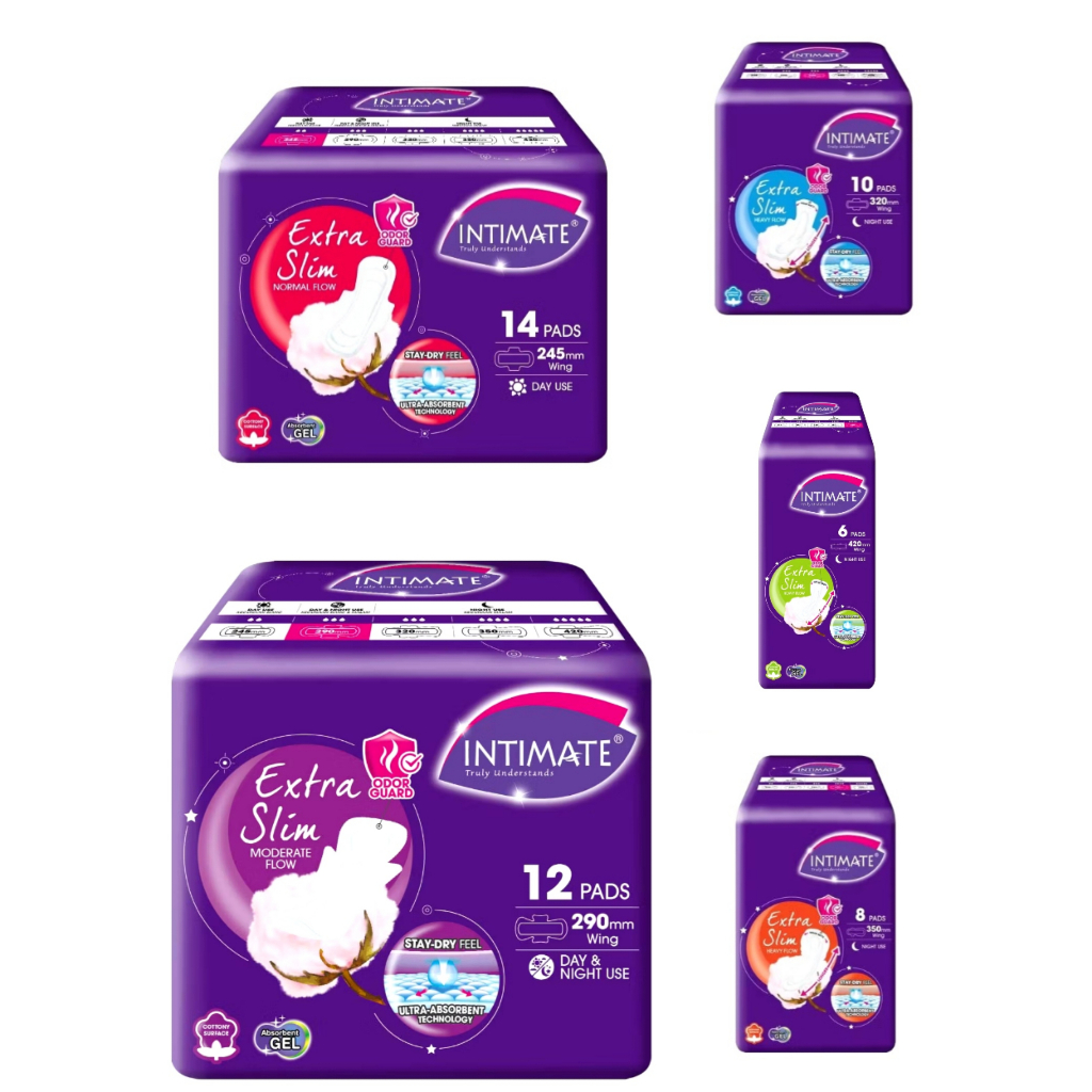 Intimate Extra Slim Day & Night Use Wings Pads 245mm - 420mm | Shopee ...