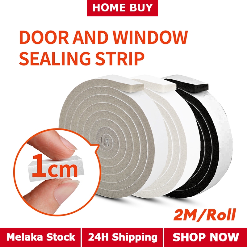 2M Sponge Door Window Sealing Strips 1CM Thick Foam Weatherstrip ...