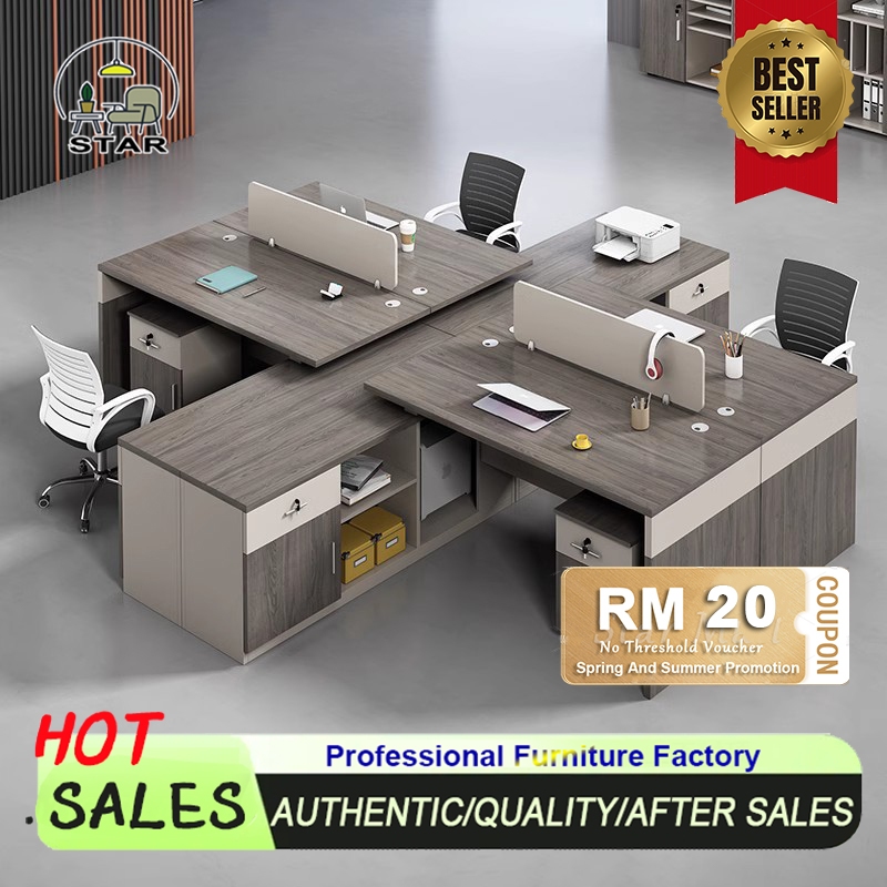 Office Desk And Chair Combination For Staff 3/6-Person Booth Office ...