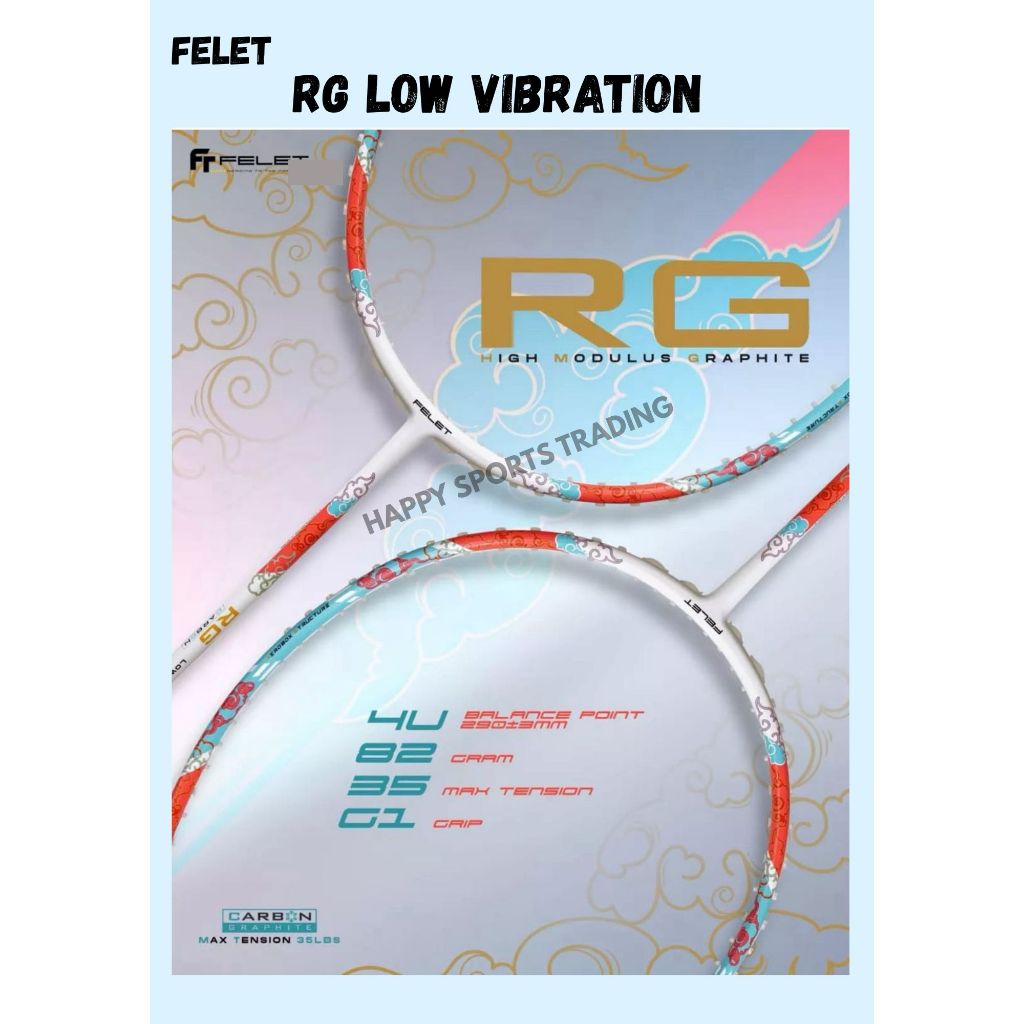 100% ORIGINAL FELET RG LOW VIBRATION BADMINTON RACKET MAX35 LBS ...