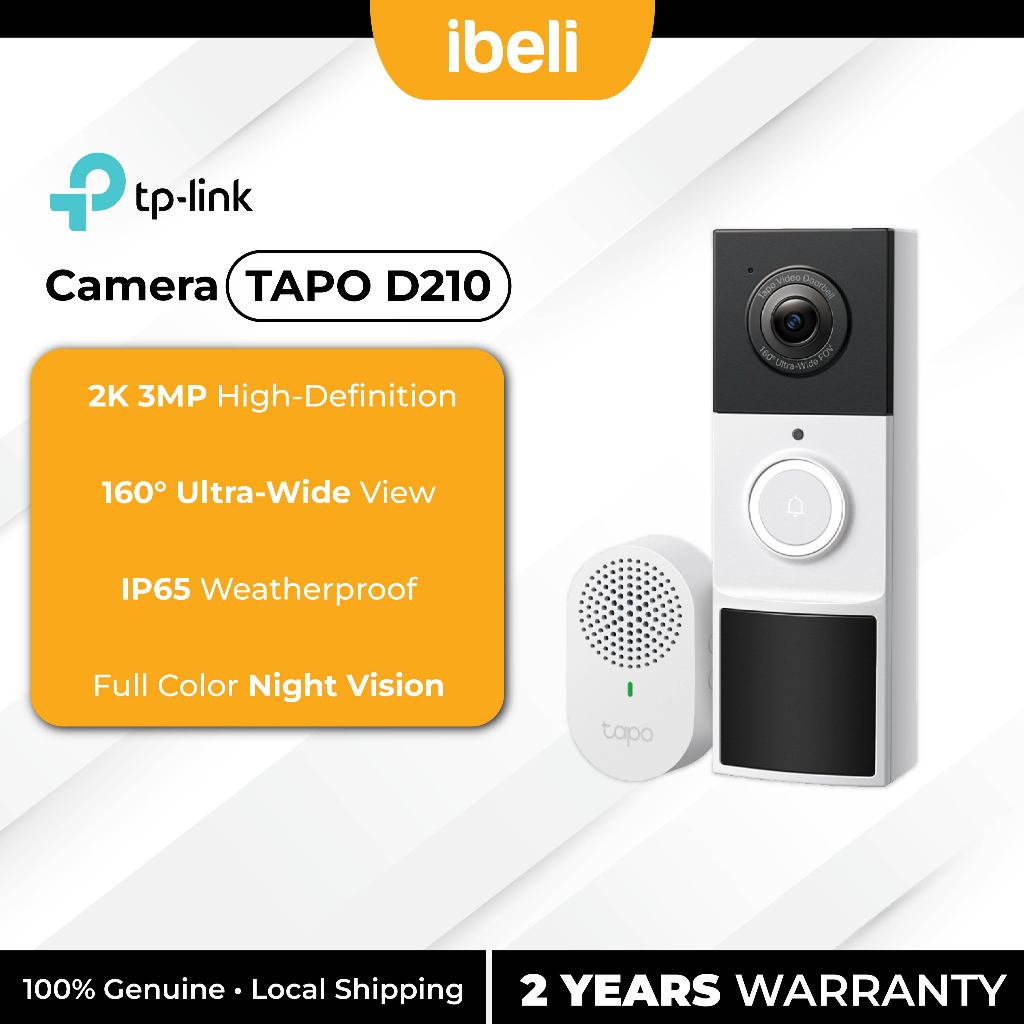 TP-Link Tapo D210 3MP Full Color Night Vision Smart Video Doorbell ...
