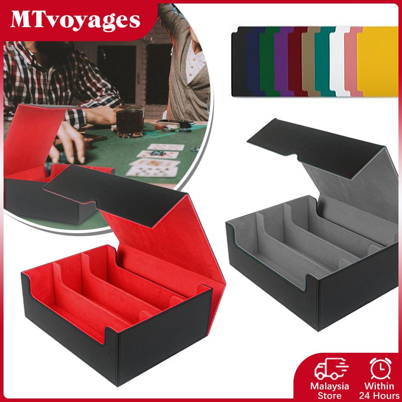 3 Rows Deck Box Card Box Dice Storage Box PU Leather Pokemon Card ...