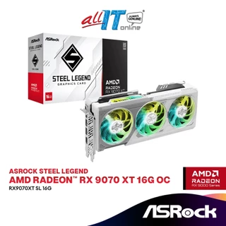 ASROCK AMD Radeon RX 9070 XT Steel Legend OC 16GB GDDR6 White Graphics Card | 90-GA5DZZ-00UANF