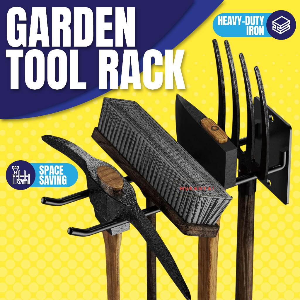 Garden Tool Rack Anti-rust Garage Rack Wall Mounted Storage Rack with ...