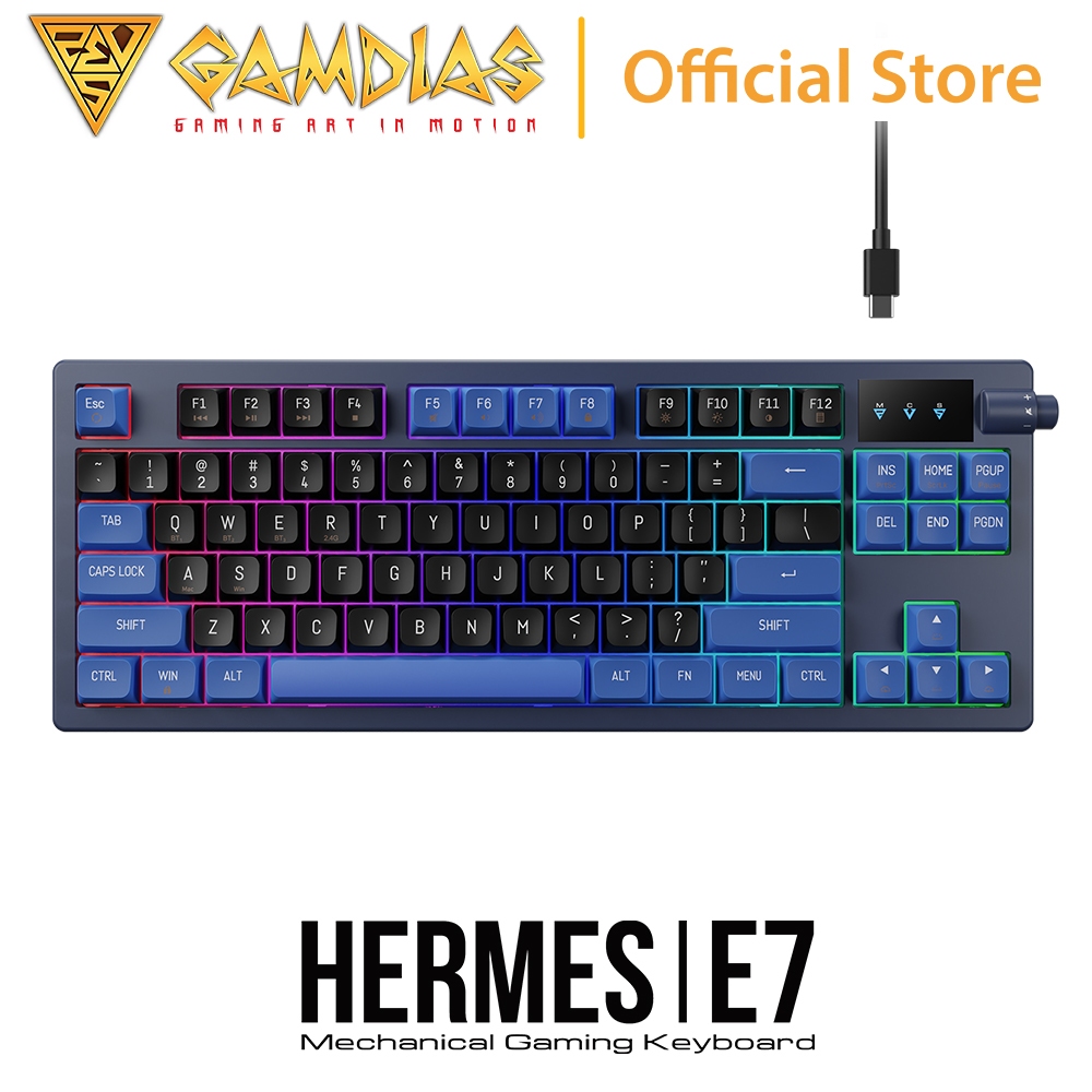 Gamdias HERMES E7 Mechanical Gaming Keyboard TKL Tenkeyless Backlit RGB ...