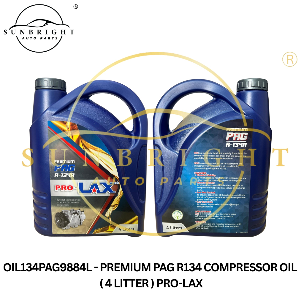PREMIUM PAG R134 COMPRESSOR OIL ( 4 LITTER ) PRO-LAX | Shopee Malaysia