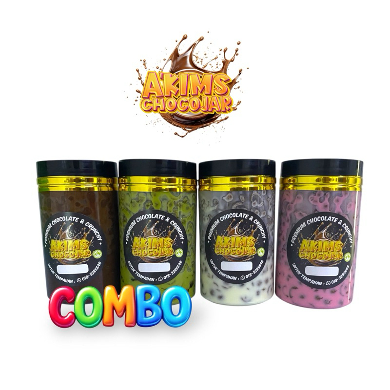 COMBO SET A’KIMS CHOCOJAR MIX FLAVOUR 300ML(4 BOTOL)CHOCOLATE,WHITE ...