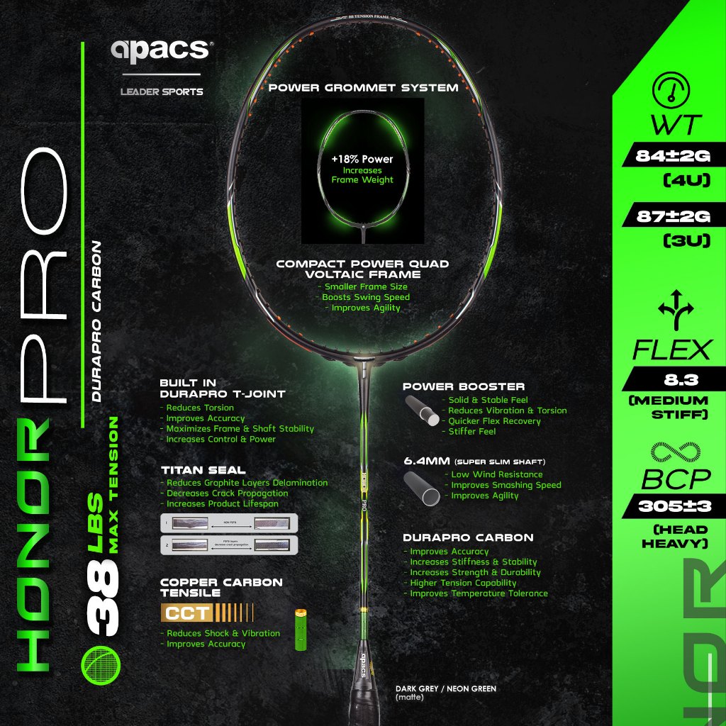 (FREE TOUR BAG+STRINGS)APACS NEW UPGRADED HONOR PRO WITH CCT | Shopee ...