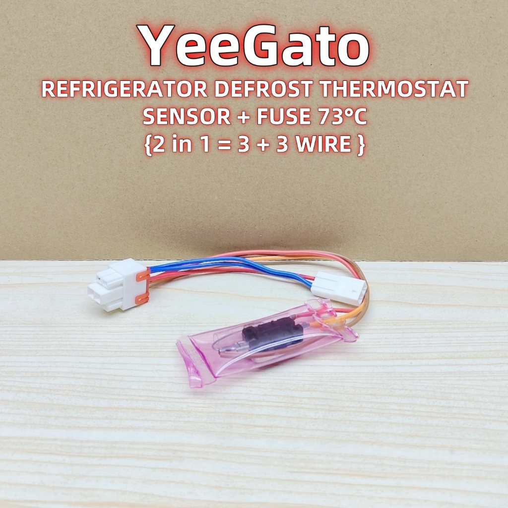 2 in 1 [3+3 WIRE SENSOR + FUSE 73°C] REFRIGERATOR DEFROST THERMOSTAT ...
