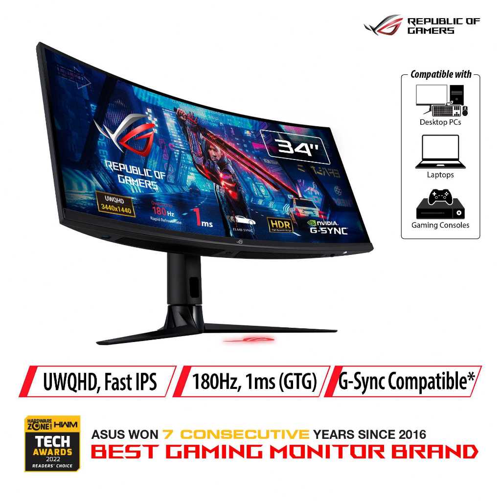 ASUS ROG Strix XG349C Gaming Monitor – 34 inch UWQHD (3440 x 1440 ...