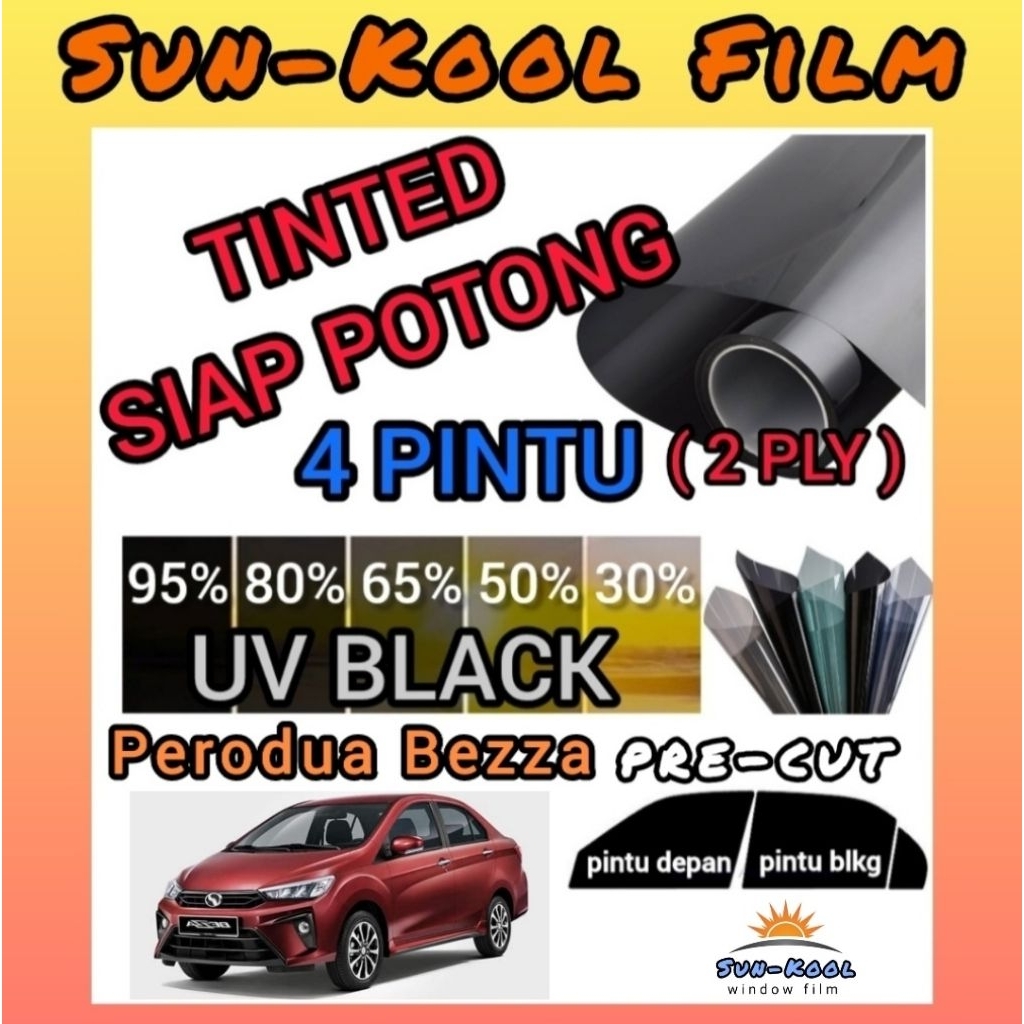 Tinted Kereta Perodua Bezza UV99% 2PLY Hitam (30% 50% 65% 80% 95%) (4 ...