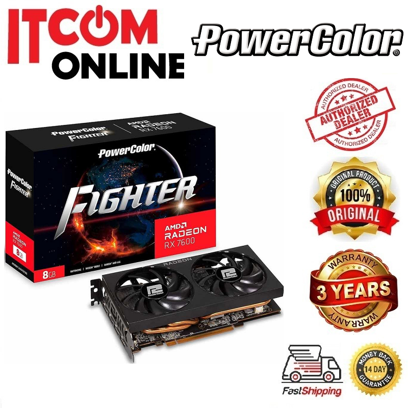 POWER COLOR RX7600 8GB GDDR6 128BIT FIGHTER GRAPHIC CARD (RX7600 8G-F ...