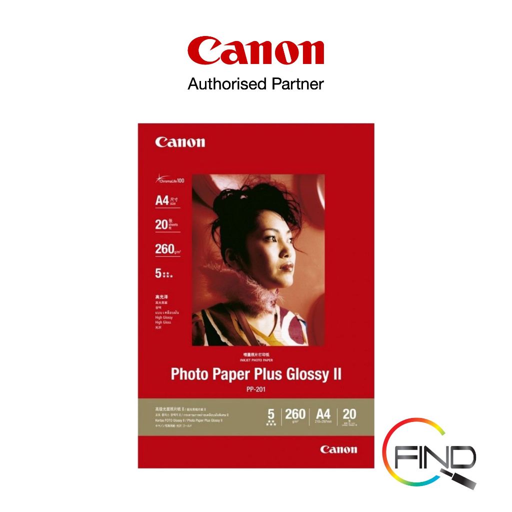 Carta Fotografica Lucida Canon PP-201 Glossy II, Formato A4, Confezione Da 20 Fogli