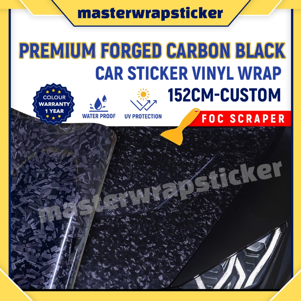 HD FORGED CARBON FIBER BLACK STICKER (152CM-60CM)Car Sticker Kilat ...