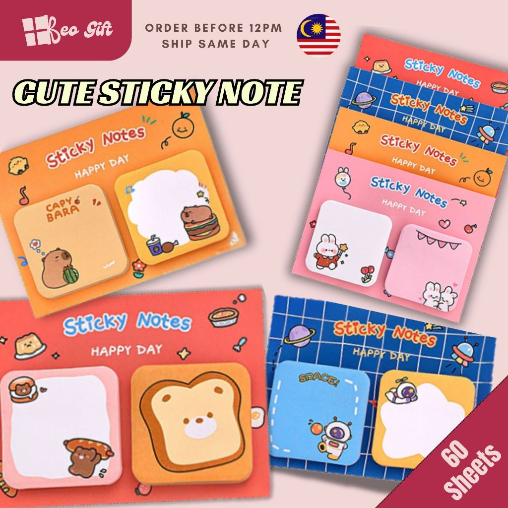 Cute Sticky Notes Cartoon Sticky Memo Pads Small Self-Stick Memo Note ...