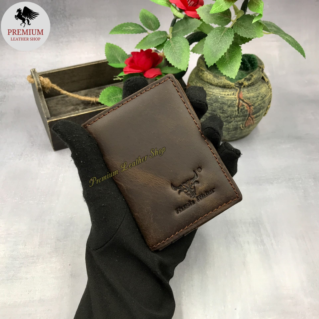 Rush Rider Full Grain Cow Leather Card Holder Wallet Credit Card Holder ...