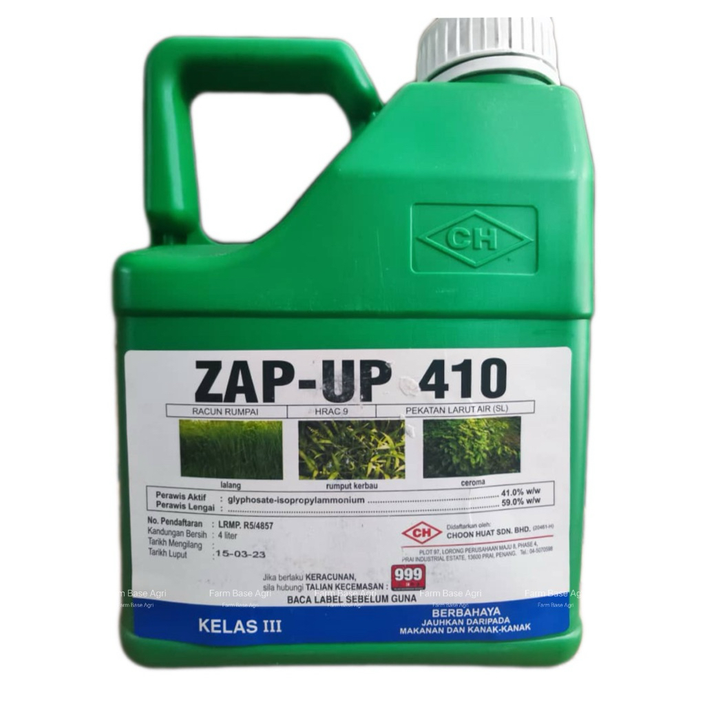 [ Ready Stock ] 4 Liter ZAP-UP 410 Glyphosate 41% Weed Killer Herbicide ...