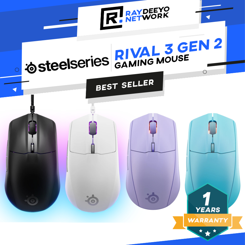 Rival 3 Wired/ Wireless Generation 2 US Gaming Mouse in Black, White ...