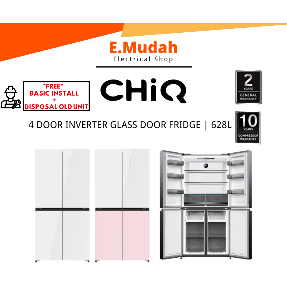 CHiQ 4 Door Glass Inverter Fridge 628L | Peti Ais 4 Pintu | CCD-628NG ...