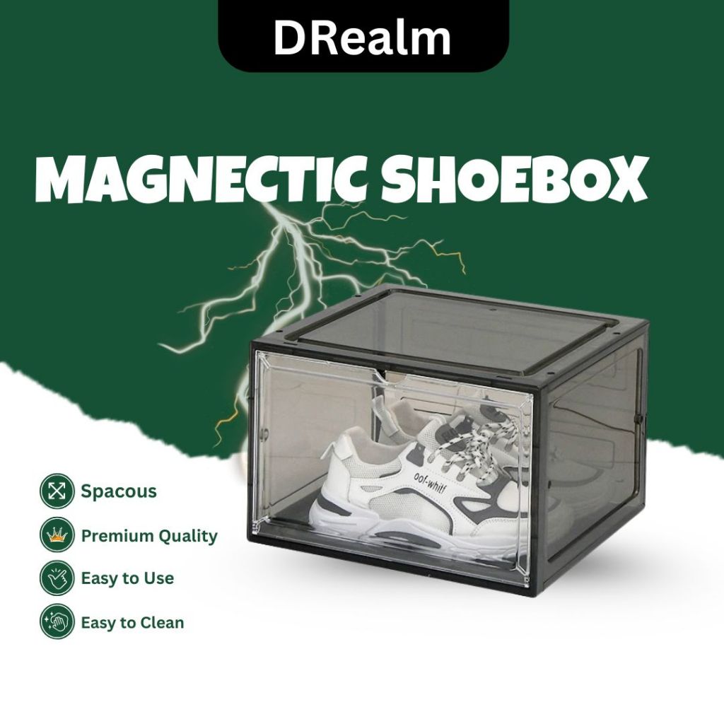DRealm Acrylic Transparent Display Box Hard Case Side Open Shoe Box ...